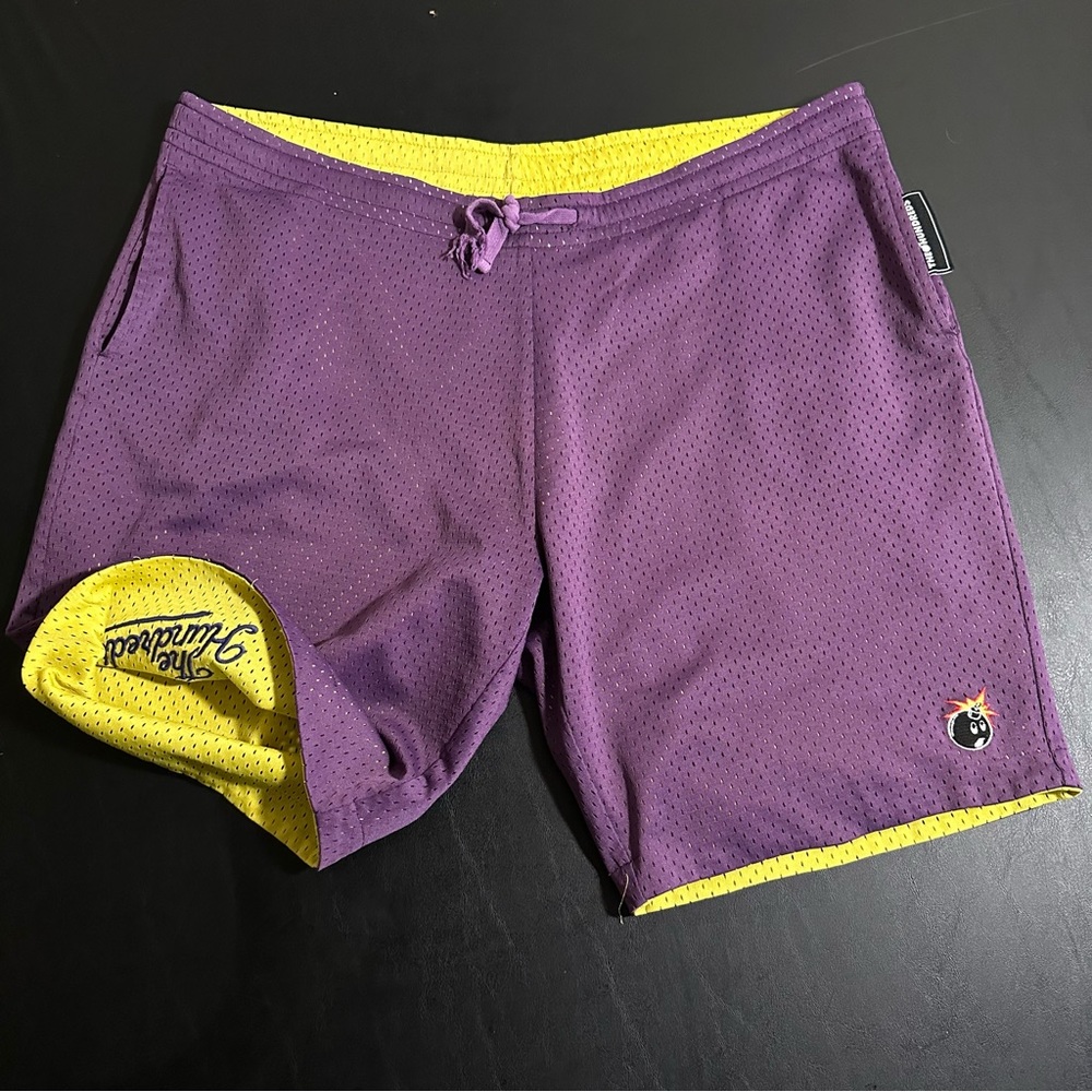 The Hundreds Reversible Mesh Shorts LA Lakers NBA Streetwear Atom Bomb 34 MEDIUM